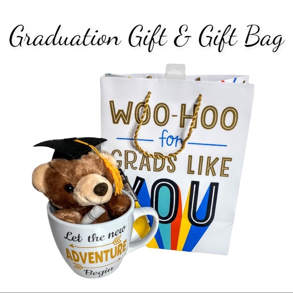 NWT Small Plush Graduation Bear In Inspirational Mug With Gift Bag